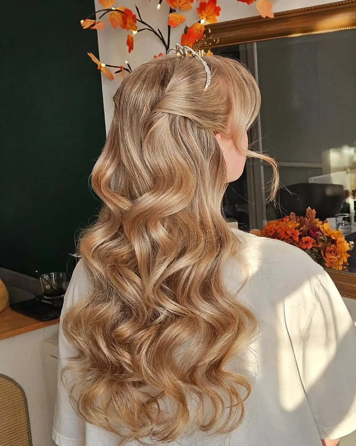 Half Up Twisted Waves with a Crystal Bow Clip