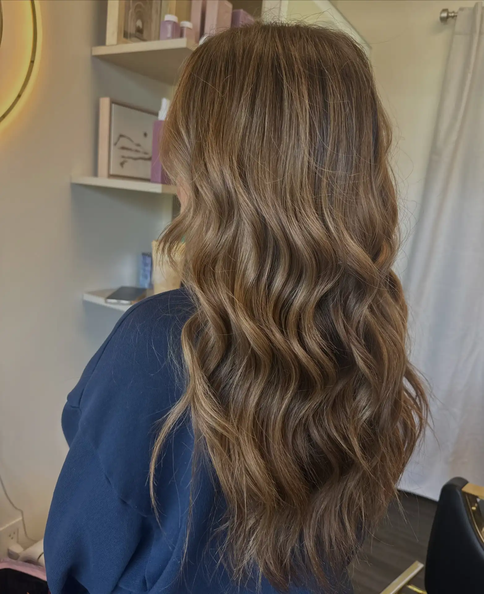 Long Mocha Brown Layers with Soft Ribbon Waves
