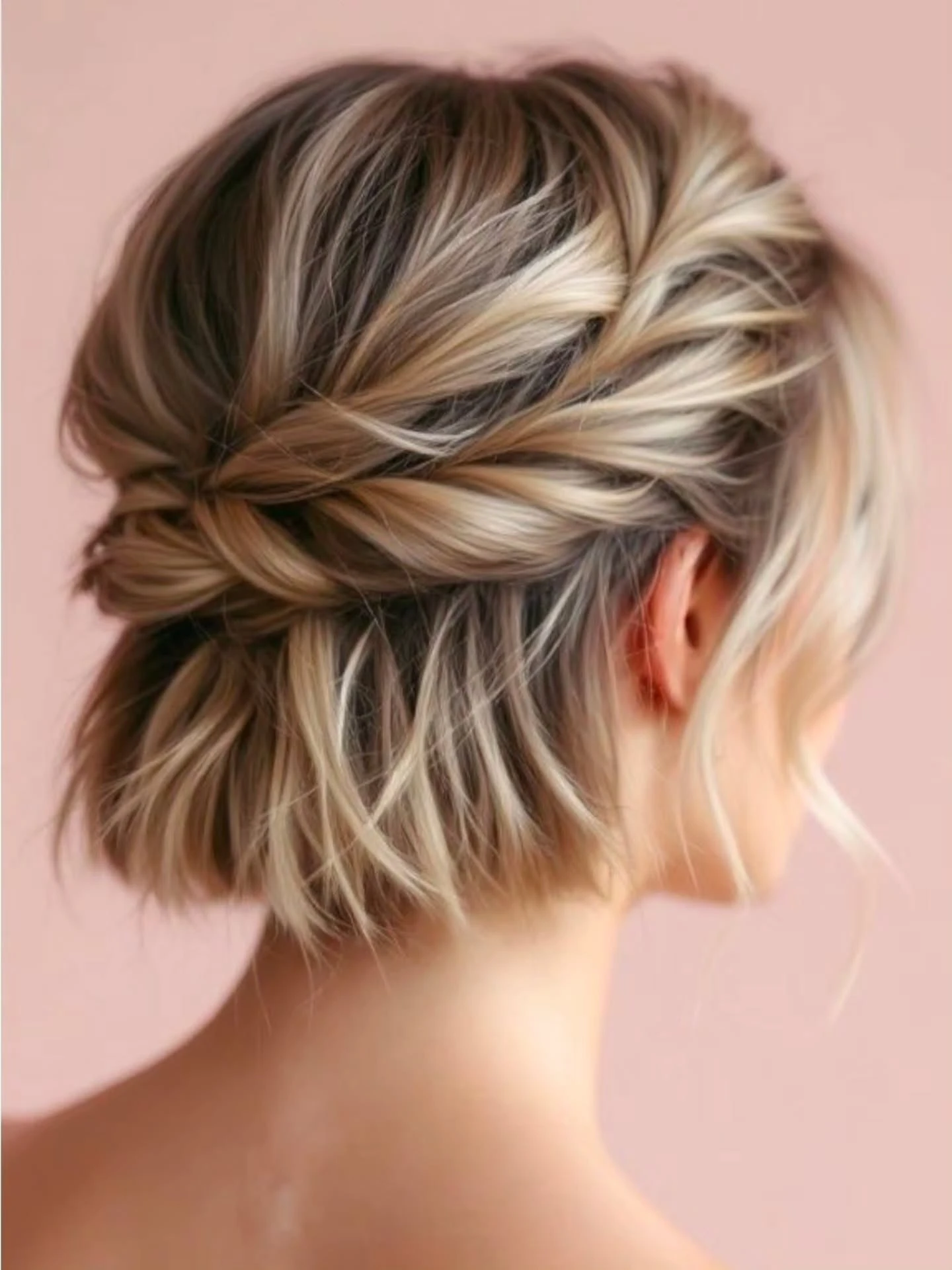 Braided Short Bob with Soft Blonde Highlights
