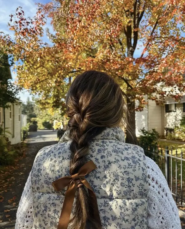 Loose Fall Braid with a Satin Bow