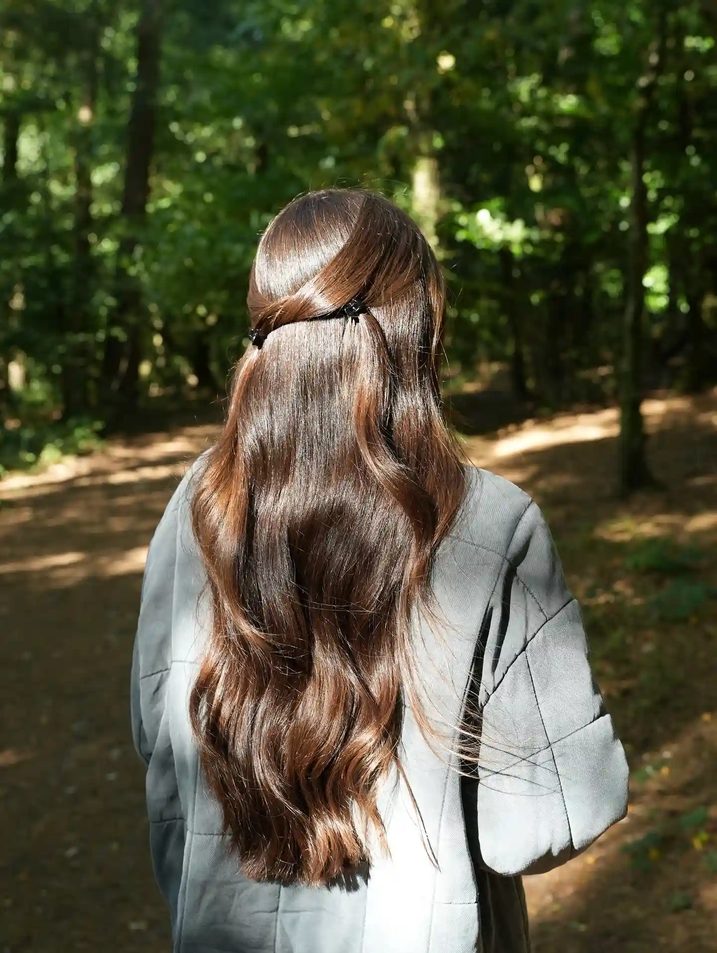  Sleek Half Up Twist with Long Soft Waves