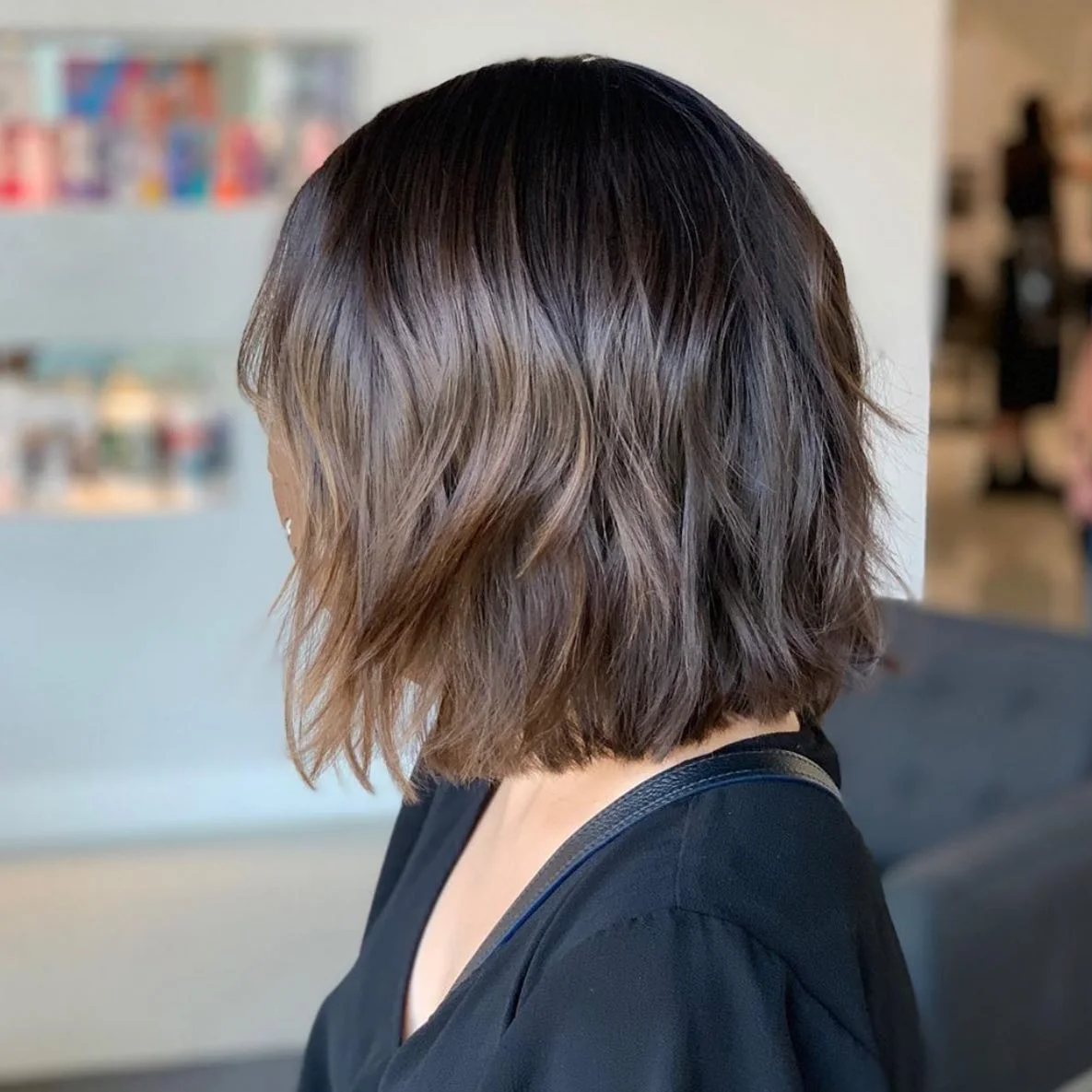Smoky Gray Layered Bob with Soft Waves