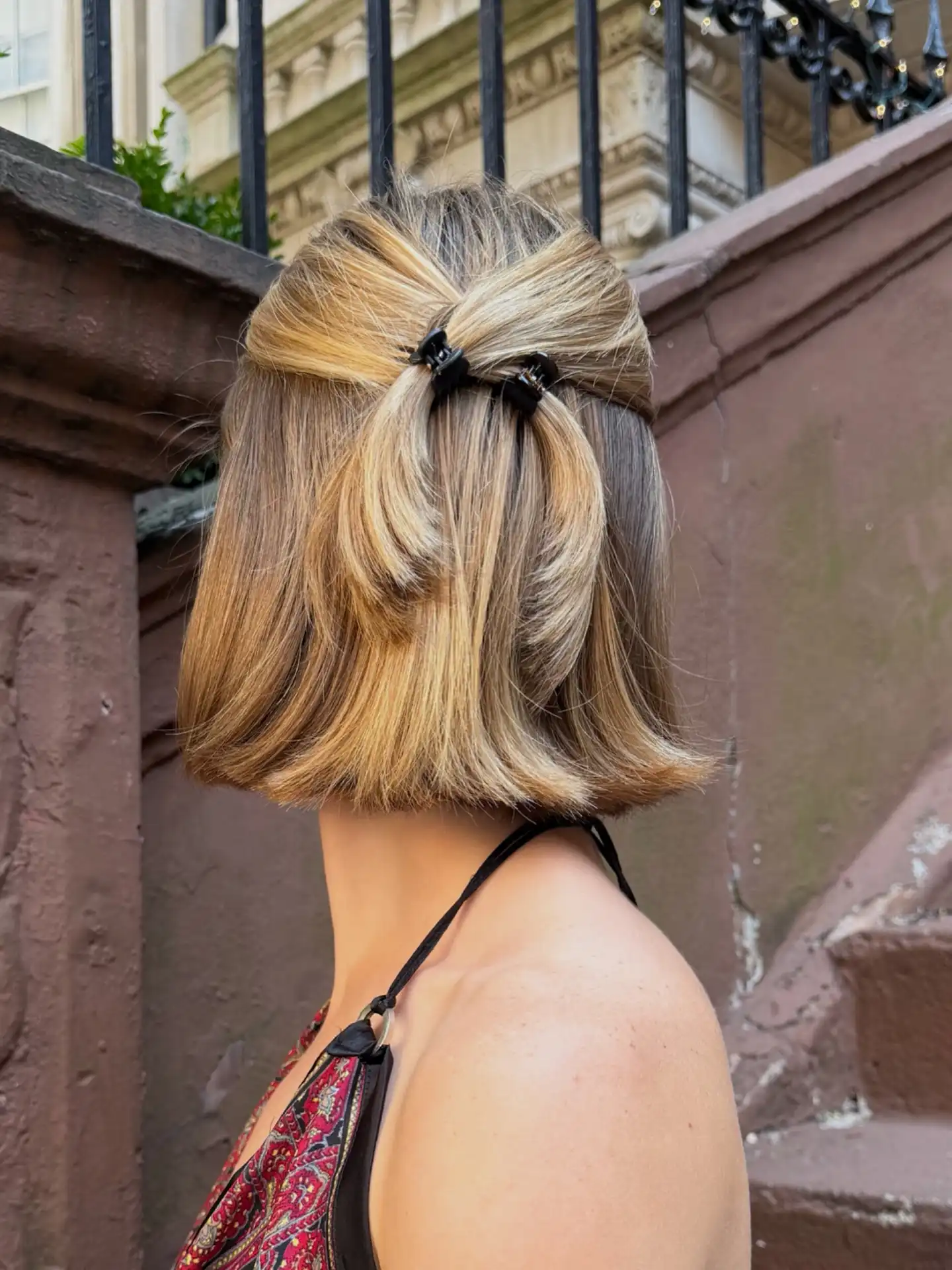 Half Up Clipped Bob with Soft Rounded Ends