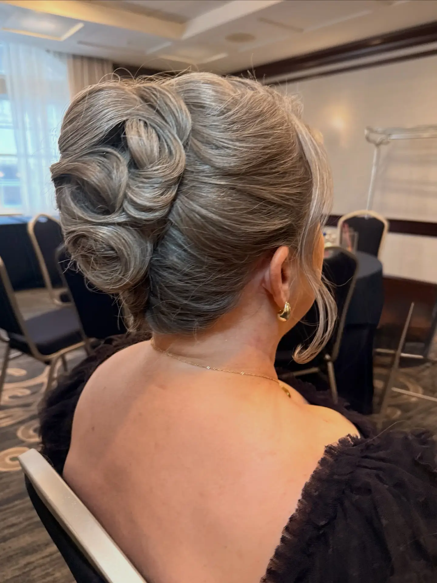 Silver Textured Low Bun with Twisted Volume