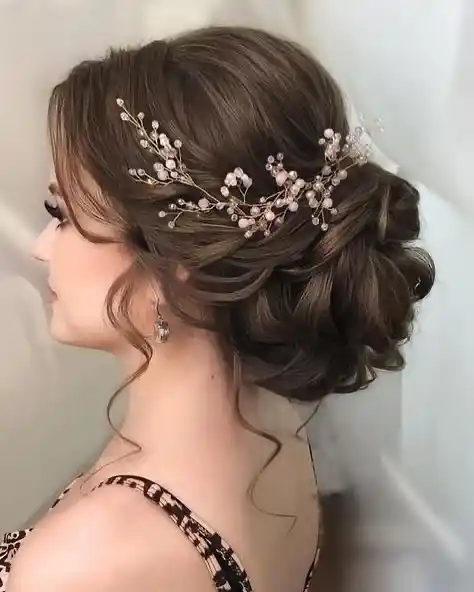 Pearl Accessory Low Bun with Soft Side Tendrils
