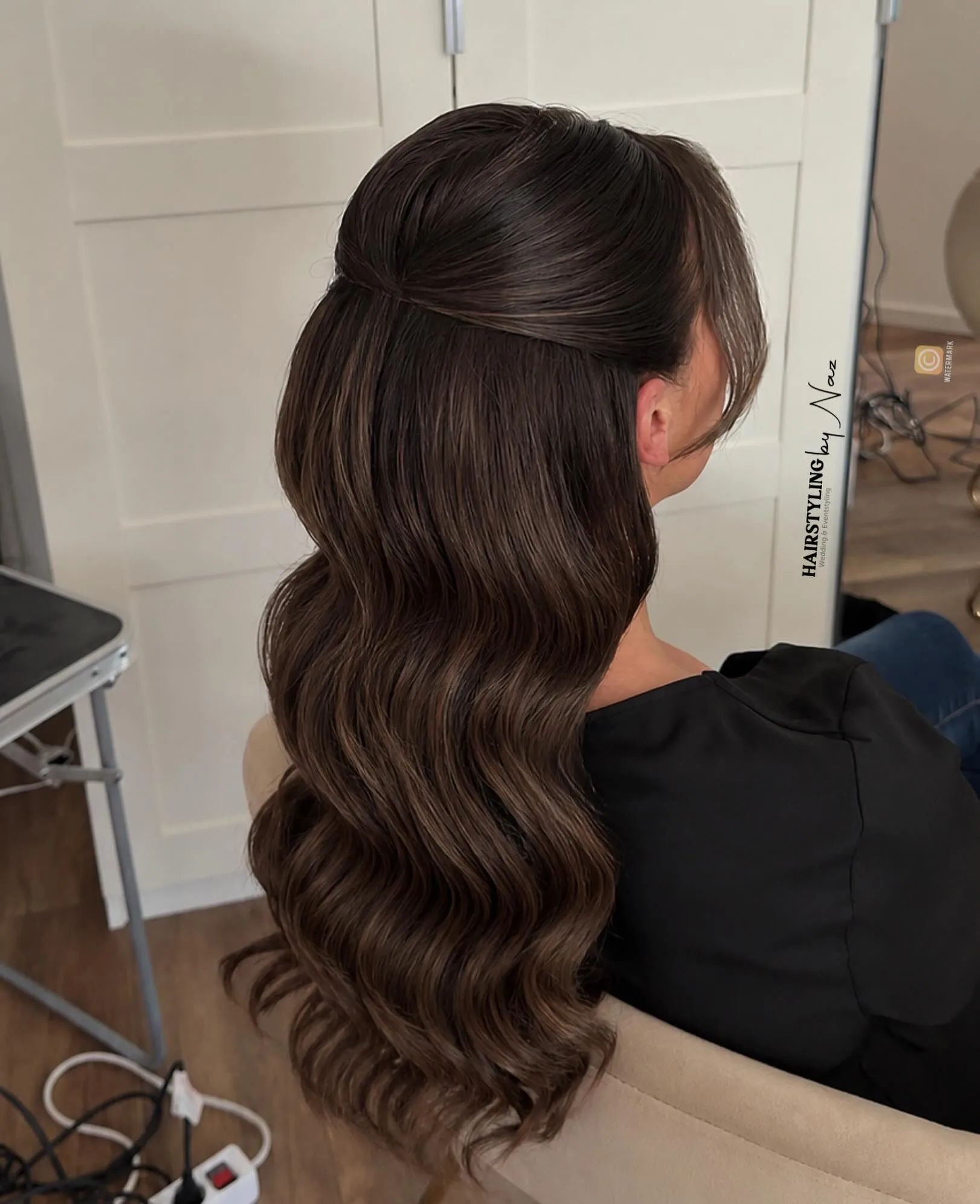  Half Up Waterfall Waves with Smooth Crown Volume