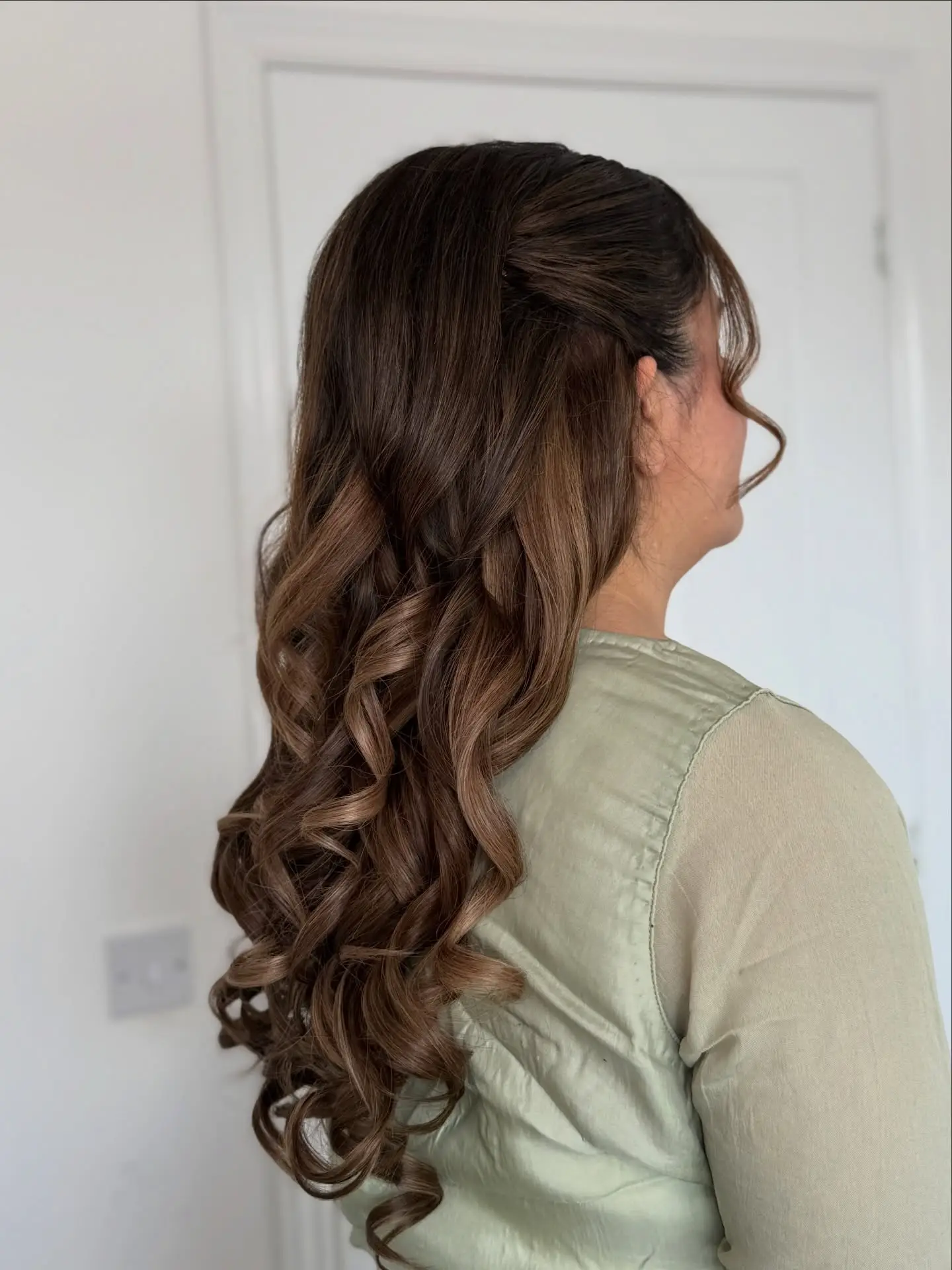 Half Up Loose Curls with Soft Face Framing Layers