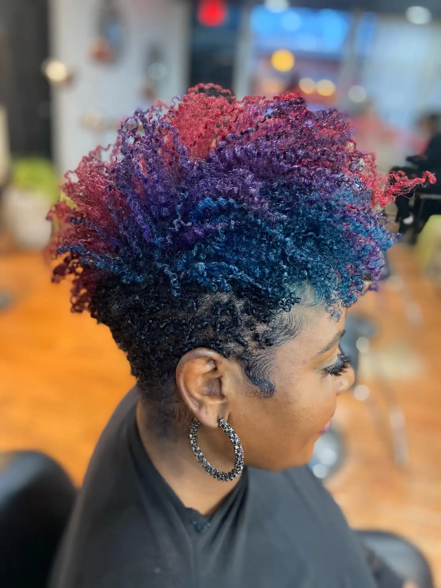 Rainbow Textured Natural Curls with Color Blended Volume